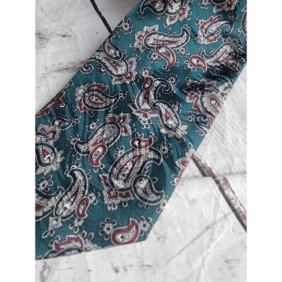 Johnathan Craig Men's Neck Tie Teal Paisley Pattern Classic Silk Blend Vintage - Picture 2 of 8
